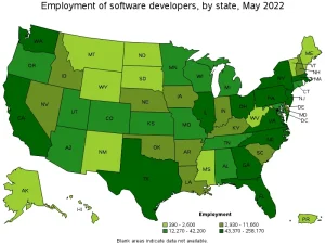 how many developers in the us